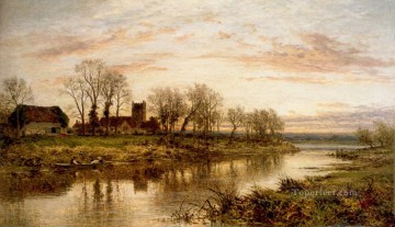  Grave Painting - Evening On The Thames At Wargrave Benjamin Williams Leader
